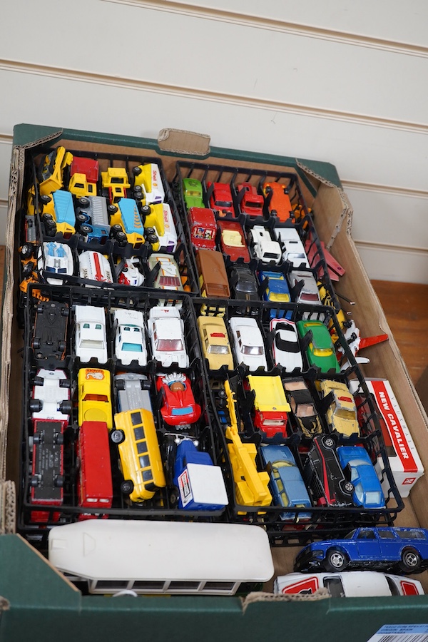 A collection of Matchbox Series, etc. including; three Matchbox Series plastic carry cases and an additional four Matchbox inner trays from carry cases, three Matchbox Convoy carry cases in the form of articulated lorrie